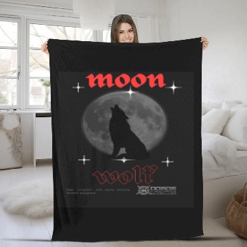 Discover moon wolf Fleece Blankets