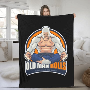 Discover Old Man Rolls Gorilla Jiu Jitsu Fighter Fleece Blankets