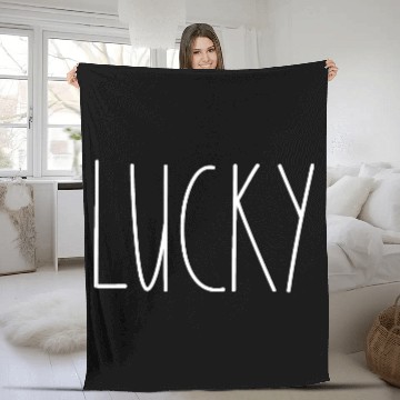 Discover Lucky White Rae Dunn Inspired Minimalist Decor Fleece Blankets