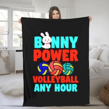 Discover Easter Volleyball Bunny Holiday Rabbit Sport Fleece Blankets