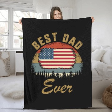 Discover Best Dad Ever US American Flag Patriotic Fathers Fleece Blankets