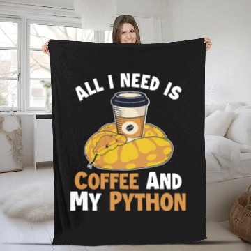 Discover Coffee and Python Snake Lover Pythonidae Banana Fleece Blankets