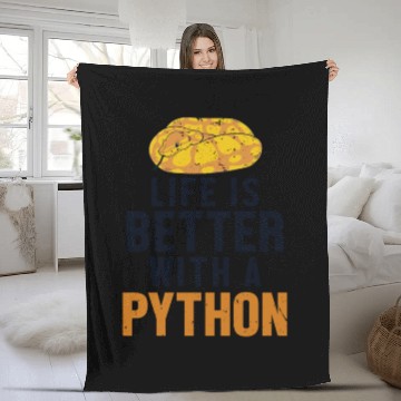 Discover Life is Better with a Python Pythonidae Banana Fleece Blankets