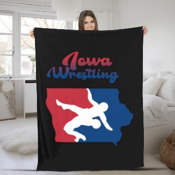 Discover Iowa Wrestling Fleece Blankets