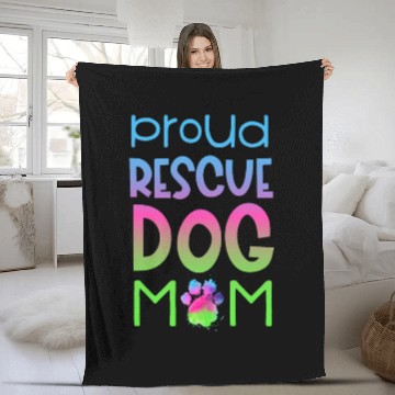 Discover Proud Rescue Dog Mom Animal Rights Fleece Blankets