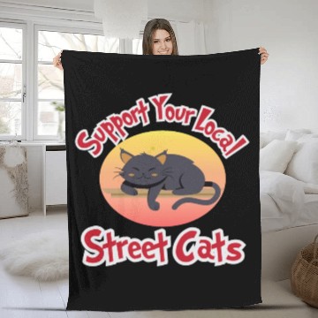 Discover Support Your Local Street Cats, cat lovers Fleece Blankets