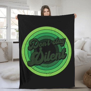 Discover Don't Stay Silent Green Mental Health Fleece Blankets