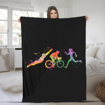 Discover Watercolor Womens Triathlon Fleece Blankets