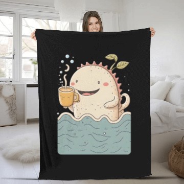 Discover Cute Axolotl & Coffee Kawaii Anime Axolotls Fleece Blankets