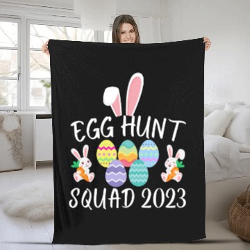 Discover Egg Hunt Squad 2023 Egg Hunt Funny Easter Day 2023 Fleece Blankets