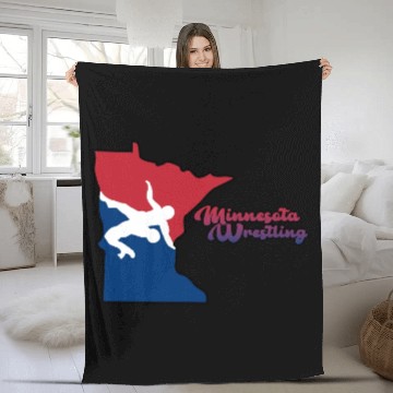 Discover Minnesota Wrestling Fleece Blankets