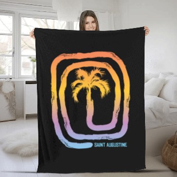 Discover Cool Saint Augustine Florida Palm Tree Souvenir Fleece Blankets