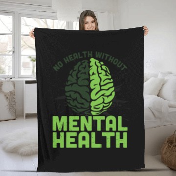 Discover Brain No Health Without Mental Health Fleece Blankets