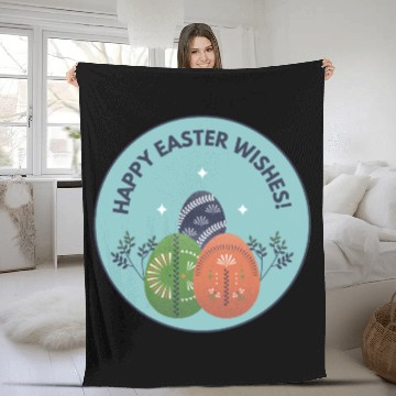 Discover Blue Happy Easter Wishes Fleece Blankets