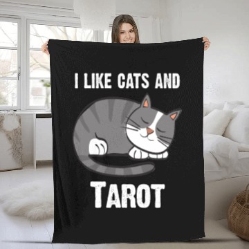Discover I Like Cats And Tarot - Gift For Cat Lovers Fleece Blankets