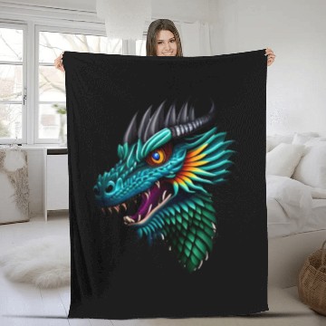 Discover Green dragon Fleece Blankets