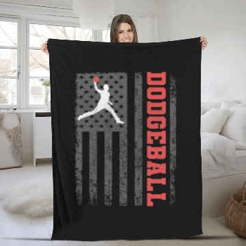 Discover American Flag Dodgeball Player Coach Team Sports Fleece Blankets