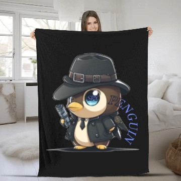 Discover Spy Penguin Fleece Blankets