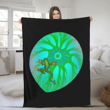Discover Frog on a Leaf Fleece Blankets