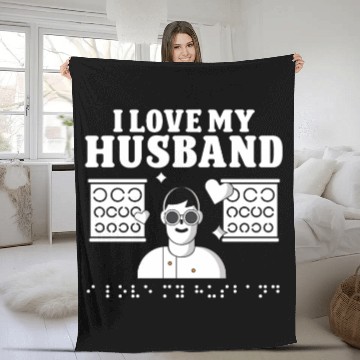 Discover Blindness i love my husband blindness awareness Fleece Blankets