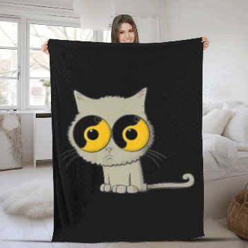 Discover simpsons cat with big eyes Fleece Blankets