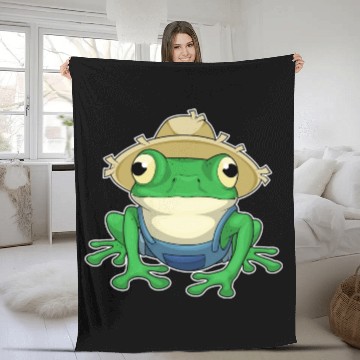 Discover Frog Farmer Hat Fleece Blankets