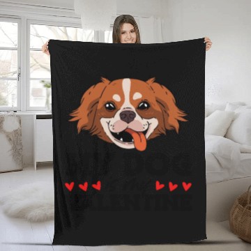 Discover My Dog Is My Valentine Date Cute Doggy Fleece Blankets