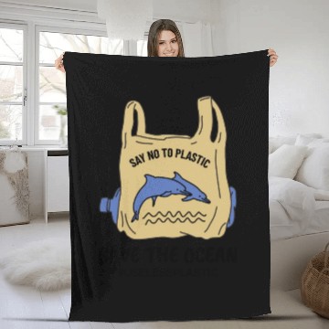 Discover Save The Ocean Dolphins Save The Earth Environment Fleece Blankets