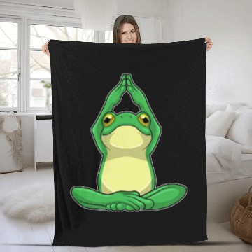 Discover Frog At Yoga In Cross Legged Fleece Blankets