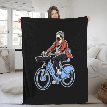 Discover Cycling Cyclist E Bike Fleece Blankets