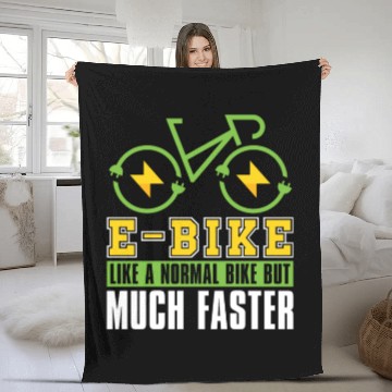 Discover Cycling Cyclist E Bike Fleece Blankets
