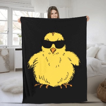 Discover Easter Chick with Sunglasses Fleece Blankets