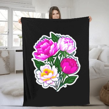 Discover Peony Flower Art Fleece Blankets