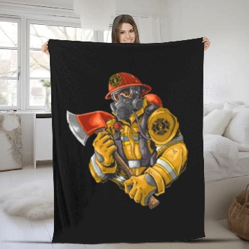 Discover Fire Fighter With Axe Fleece Blankets