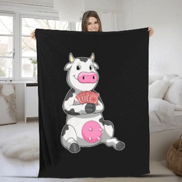 Discover Cow At Poker With Poker Cards Fleece Blankets
