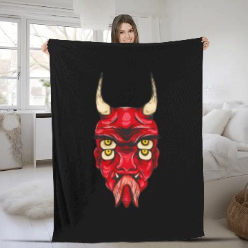 Discover Demon Head Devil Illustration Mask Horns Fleece Blankets
