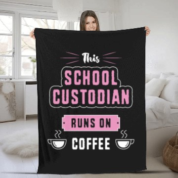 Discover Coffee and Cleaning Janitor School Custodian Fleece Blankets
