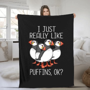 Discover Atlantic Puffin Bird Lover Gift Women Cute Puffin Fleece Blankets
