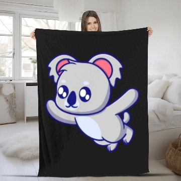 Discover Cute koala cartoon illustration Fleece Blankets
