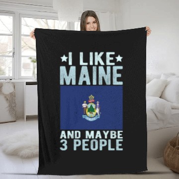Discover Maine Flag US State Fleece Blankets