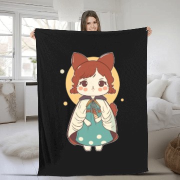 Discover Cat Art Japanese Cat Girl Fleece Blankets