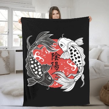 Discover Koi Fish Yin and Yang Koi Fish Lover Gift Fleece Blankets