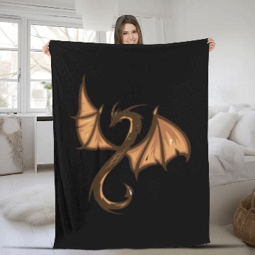 Discover A brown and black dragon with a long tail Fleece Blankets