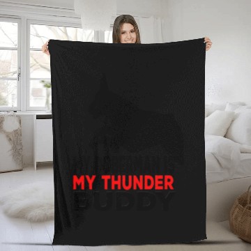 Discover My doberman Pinscher is my thunder buddy Fleece Blankets