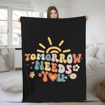 Discover Tomorrow Needs You Mental Health Awareness Groovy Fleece Blankets