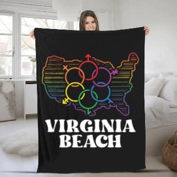 Discover Virginia Beach Pride Flag Pride Month LGBTQ Flag Fleece Blankets