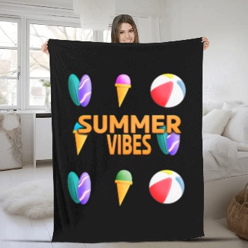 Discover Beach Vibes - Summer Design (Pattern) Fleece Blankets
