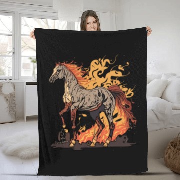 Discover a horse and flames, i burn for horses Fleece Blankets