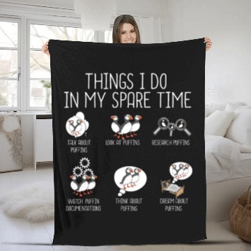 Discover Funny Atlantic Puffin Bird Lover Women Puffin Fleece Blankets
