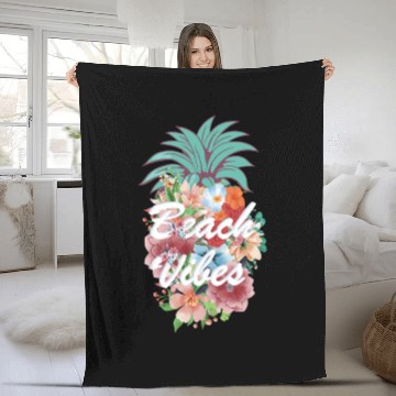 Discover Pineapple Flower Beach Vibes Fleece Blankets